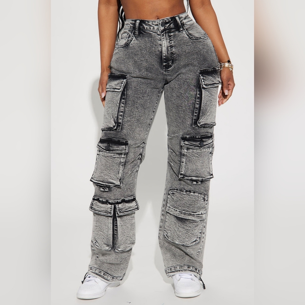 Fairfax Cargo Grey Acid Wash Jeans